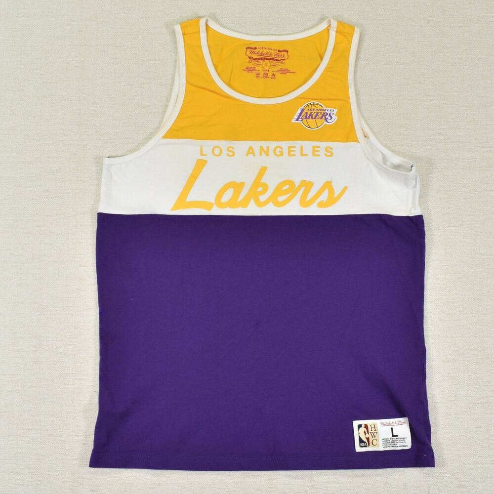 Mitchell & Ness LA Lakers Colorblock Tank Top Yellow White Purple Youth Large